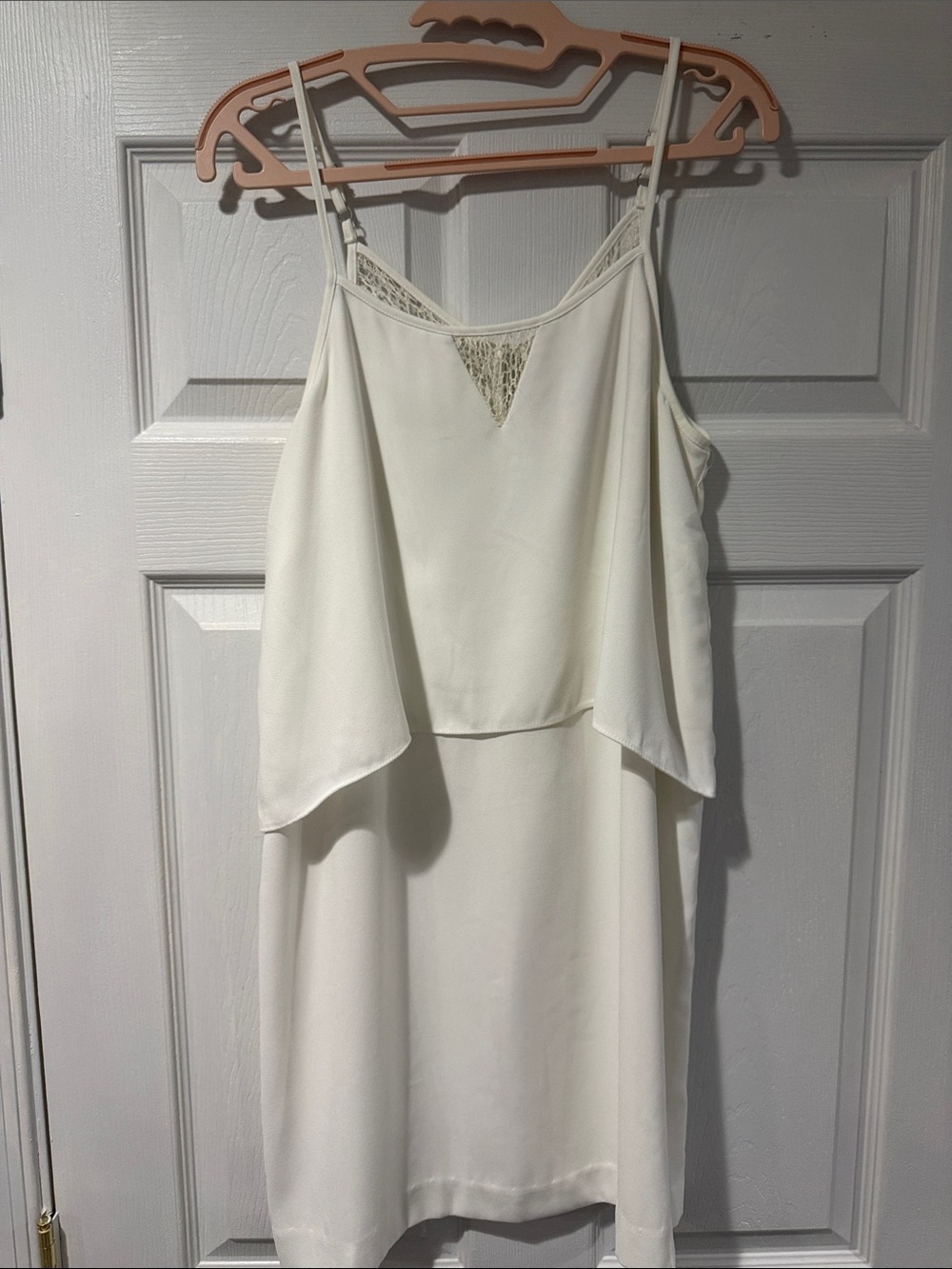 Bar III Cream Lace-Trim Layered Mini Dress
